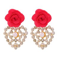 Fashion Geometric Heart-shaped Inlaid Rhinestone Flower Earrings sku image 6