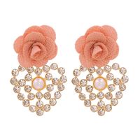Fashion Geometric Heart-shaped Inlaid Rhinestone Flower Earrings sku image 8