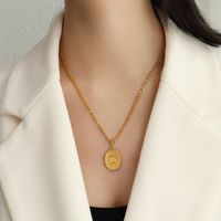 Conjunto De Collar De Monedas De Oro De Acero De Titanio De Moda sku image 7