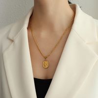 Conjunto De Collar De Monedas De Oro De Acero De Titanio De Moda sku image 5