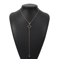 Simple Square Diamond Long Pendant Necklace sku image 1