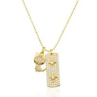 Fashion Diamond-studded Copper Cat Necklace sku image 1