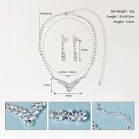 Korean Wedding Rhinestone V-shaped Earrings Necklace Set sku image 2