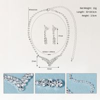 Korean Wedding Rhinestone V-shaped Earrings Necklace Set sku image 1