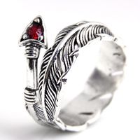Retro Simple Feather Open Ring main image 2