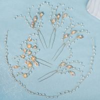 Wedding Bridal U-shaped Pin Pearl Headband Set main image 6