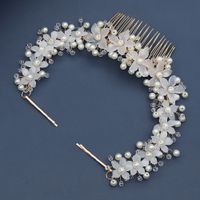 Fashion Pearl Crystal Flowers Bridal Comb main image 3