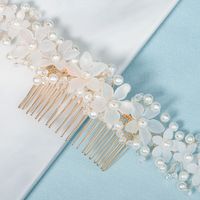 Fashion Pearl Crystal Flowers Bridal Comb main image 5