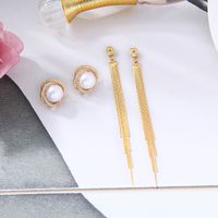 Simple Pearl Tassel Earrings main image 5