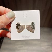 Korean Zircon Micro-inlaid Heart-shaped Earrings main image 4