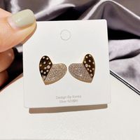 Korean Zircon Micro-inlaid Heart-shaped Earrings main image 6
