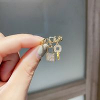 Fashion Zircon Micro-inlaid Lock Key Pendant Ring main image 4