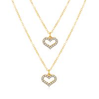 Fashion Inlaid Rhinestone Heart Double Necklace main image 2