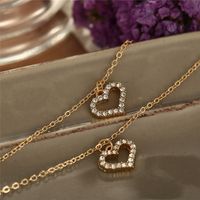 Collier Double Coeur En Strass Incrusté De Mode main image 4