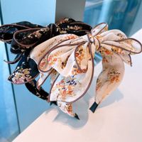 Korean Printing Contrast Color Large Bow Wide Headband main image 4