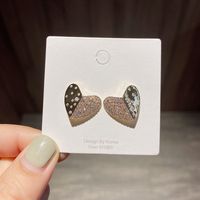 Korean Zircon Micro-inlaid Heart-shaped Earrings sku image 1