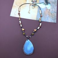 Retro Grey Agate Stone Pendant Necklace sku image 2