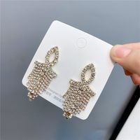 Simple Cross Tassel Diamond Earrings sku image 1