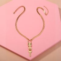 Fashion Lock Key Alloy Chain Single Layer Necklace Wholesale main image 2