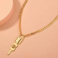 Fashion Lock Key Alloy Chain Single Layer Necklace Wholesale main image 3
