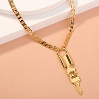 Fashion Lock Key Alloy Chain Single Layer Necklace Wholesale main image 4