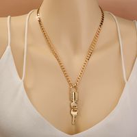 Fashion Lock Key Alloy Chain Single Layer Necklace Wholesale main image 5