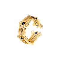 Retro Geometric Gold Copper Inlaid Zircon Opening Adjustable Ring main image 5