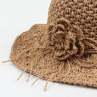 Fashion Hand-woven Flowers Foldable Sunscreen Straw Hat main image 4