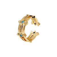 Retro Geometric Gold Copper Inlaid Zircon Opening Adjustable Ring sku image 3