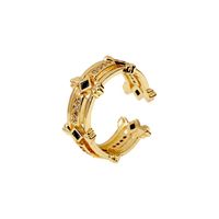 Retro Geometric Gold Copper Inlaid Zircon Opening Adjustable Ring sku image 5