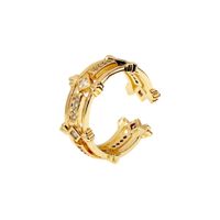 Retro Geometric Gold Copper Inlaid Zircon Opening Adjustable Ring sku image 6