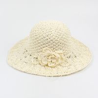 Fashion Hand-woven Flowers Foldable Sunscreen Straw Hat sku image 1
