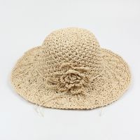 Fashion Hand-woven Flowers Foldable Sunscreen Straw Hat sku image 3