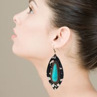 Fashion Leather Earrings Exaggerated Leopard Blue Turquoise Earrings main image 1