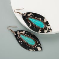 Fashion Leather Earrings Exaggerated Leopard Blue Turquoise Earrings main image 7