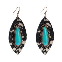 Fashion Leather Earrings Exaggerated Leopard Blue Turquoise Earrings main image 8