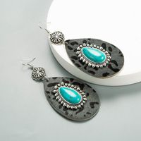 1 Pair Elegant Luxurious Water Droplets Leopard Plating Inlay Alloy Turquoise Gold Plated Drop Earrings sku image 1