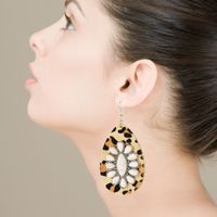 Bohemian Drop-shaped Leather Leopard Earrings Exaggerated White Turquoise Earrings main image 1