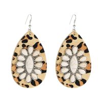 Bohemian Drop-shaped Leather Leopard Earrings Exaggerated White Turquoise Earrings sku image 1