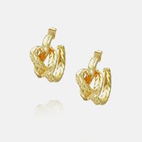 Fashion Irregular Twist Wheat Copper Gold-plated Earrings Wholesale main image 1