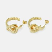 Fashion Irregular Twist Wheat Copper Gold-plated Earrings Wholesale main image 5