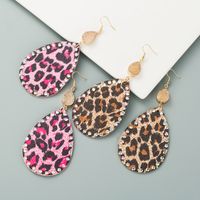 Fashion Pu Leather Leopard Print Bohemian Rhinestone Earrings main image 3