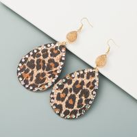 Fashion Pu Leather Leopard Print Bohemian Rhinestone Earrings main image 7