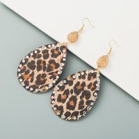 Pendientes De Diamantes De Imitación Bohemios Con Estampado De Leopardo De Cuero Pu De Moda main image 7