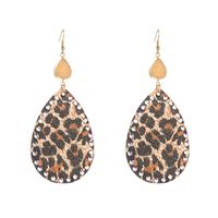 Fashion Pu Leather Leopard Print Bohemian Rhinestone Earrings main image 8