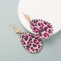 Pendientes De Diamantes De Imitación Bohemios Con Estampado De Leopardo De Cuero Pu De Moda sku image 2