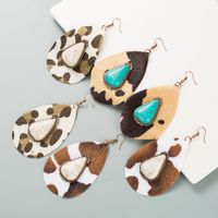 Fashion Exaggerated Drop-shaped Pu Leather Leopard Print Earrings main image 3