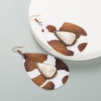 Fashion Exaggerated Drop-shaped Pu Leather Leopard Print Earrings sku image 1