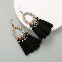 Creative New Exaggerated Leather Leopard Print Tassel Earrings main image 7
