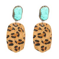 Fashion Exaggerated Geometric Leather Leopard Print Earrings main image 8